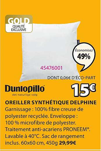 oreiller synthétique delphine dunlopillo