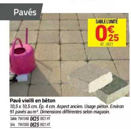 pavé vieilli en béton