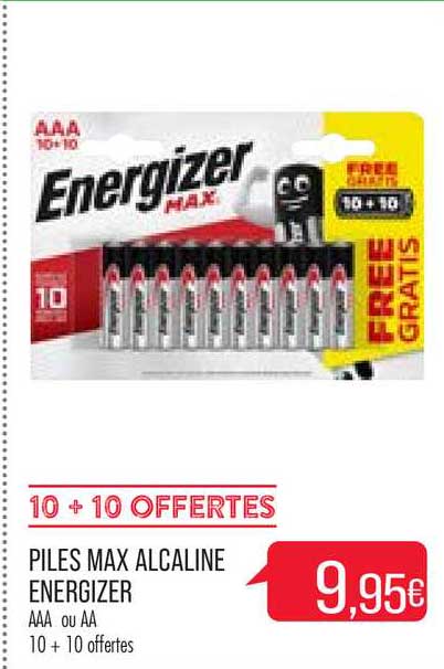 piles max alcaline energizer aaa ou aa