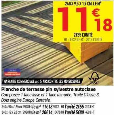 planche de terrasse pin sylvestre autoclave