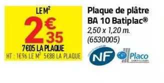 Plaque De Plâtre Ba 10 Batiplac
