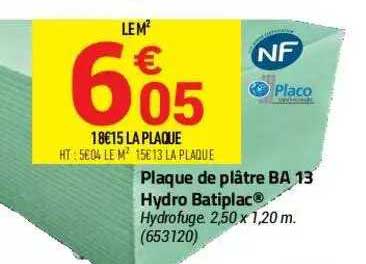 Plaque De Plâtre Ba 13 Hydro Batiplac