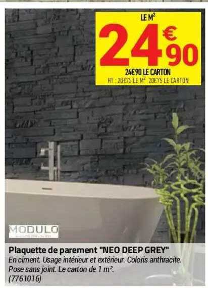 plaquette de parement "neo deep grey" modulo