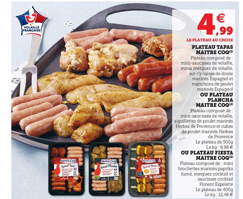 plateau tapas maître coq ou plateau plancha maître coq ou plateau fiesta maître coq