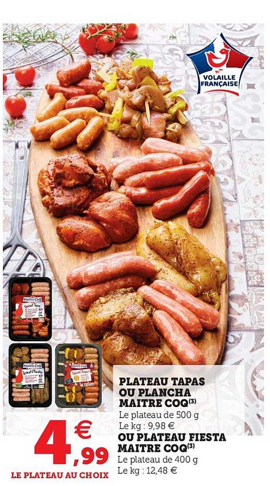 plateau tapas ou plancha maître coq ou plateau fiesta maître coq