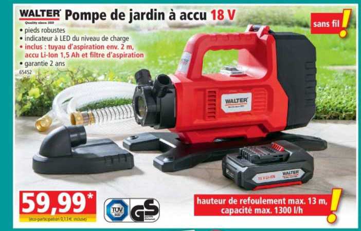 pompe de jardin à accu 18 v walter