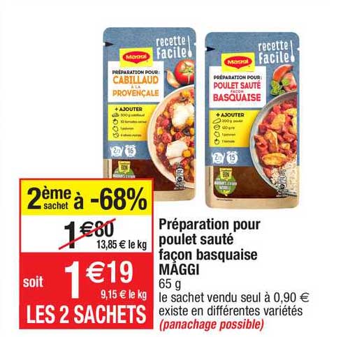 préparation pour poulet sauté façon basquaise maggi