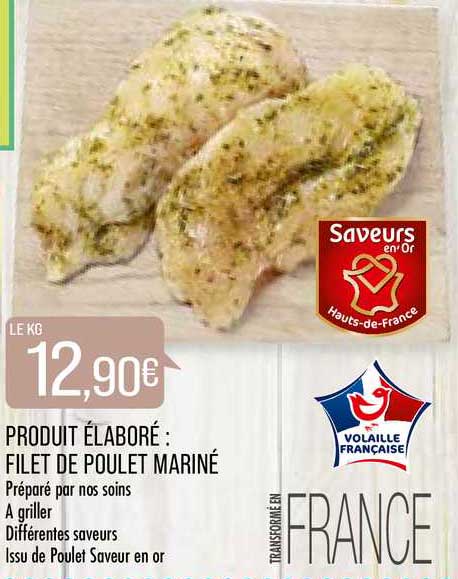 Produit élaboré : Filet De Poulet Mariné