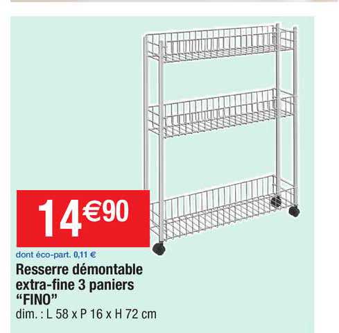 resserre démontable extra-fine 3 paniers "fino"