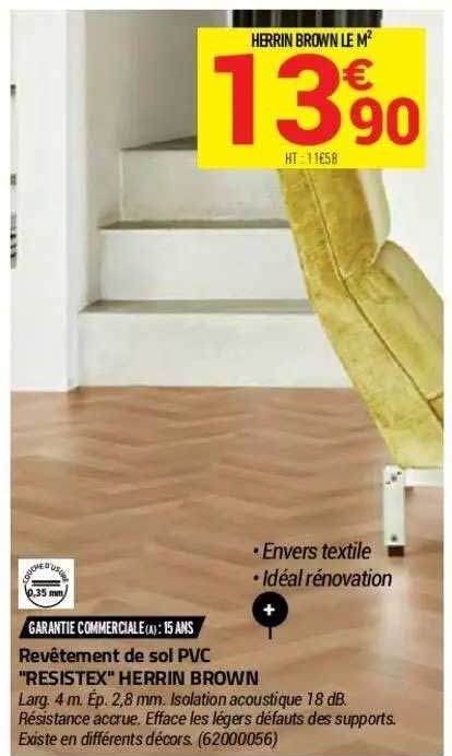 revêtement de sol pvc "resistex" herrin brown