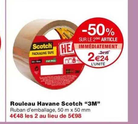 rouleau havane scotch "3m" -50% sur le 2ème article immédiatement