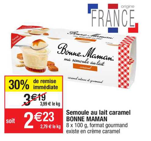 semoule au lait caramel bonne maman