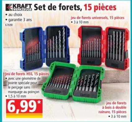 set de forets 15 pièces kraft werkzeuge