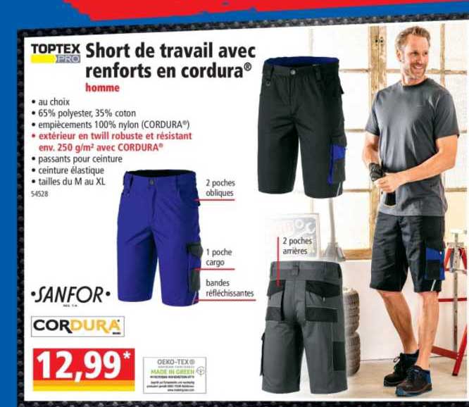 short de travil avec renforts en cordura toptex