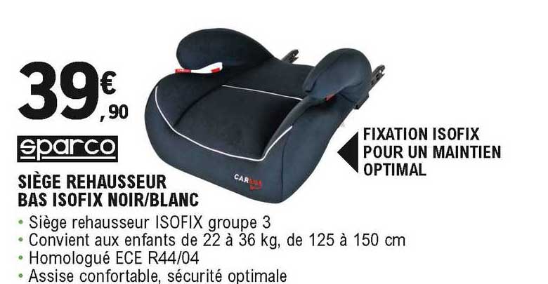 siège rehausseur bas isofix noir blanc sparco