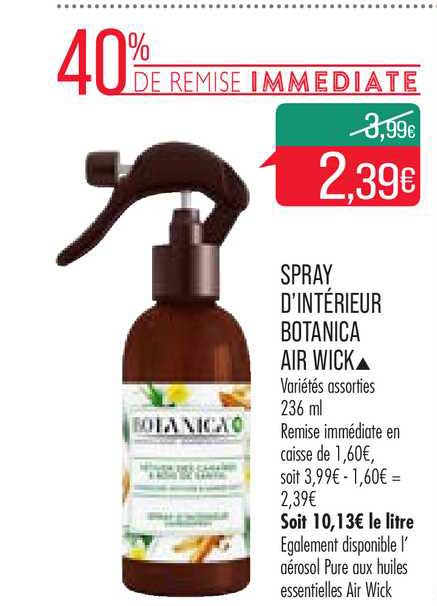 spray d'intérieur botanica air wick 40% de remise immédiate