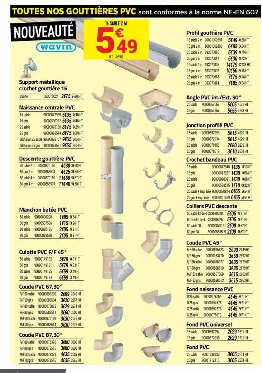 support métallique crochet gouttière 16 wavin
