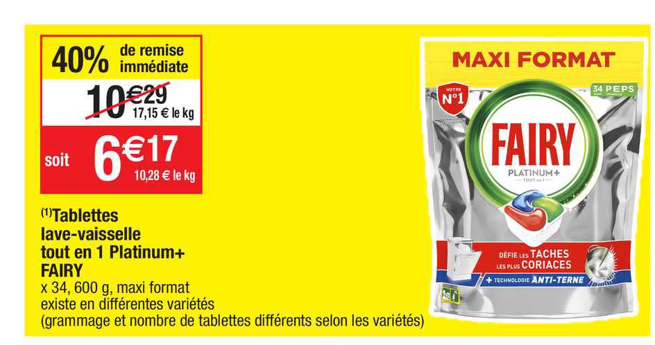 tablettes lave-vaisselle tout en 1 platinum+ fairy
