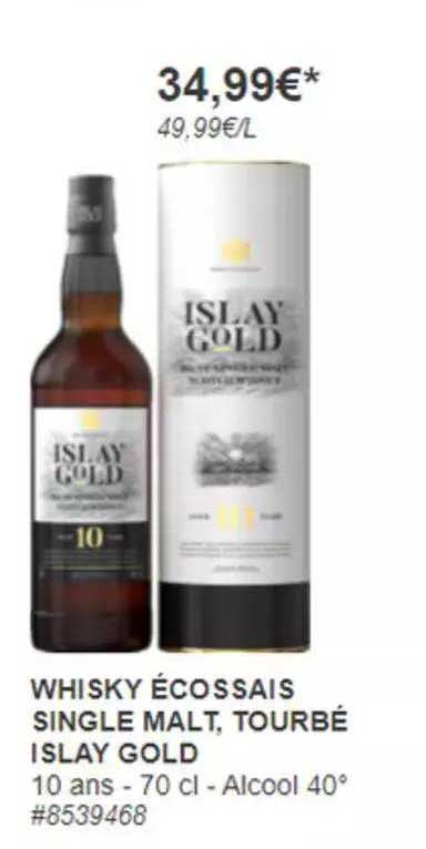 whisky écossais single malt, tourbé islay gold