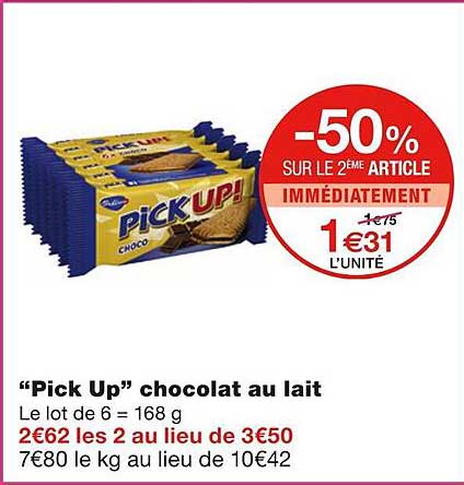 "pick up" chocolat au lait