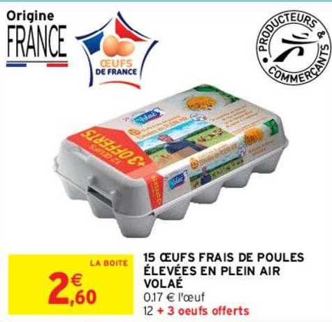 15 oeufs frais de poules élevées en plein air volaé