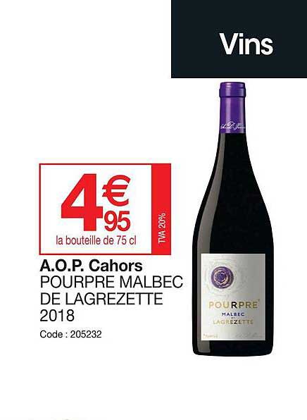 a.o.p. cahors pourpre malbec de lagrezette 2018