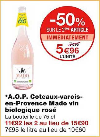 a.o.p. coteaux-varois-en-provence mado vin biologique rosé