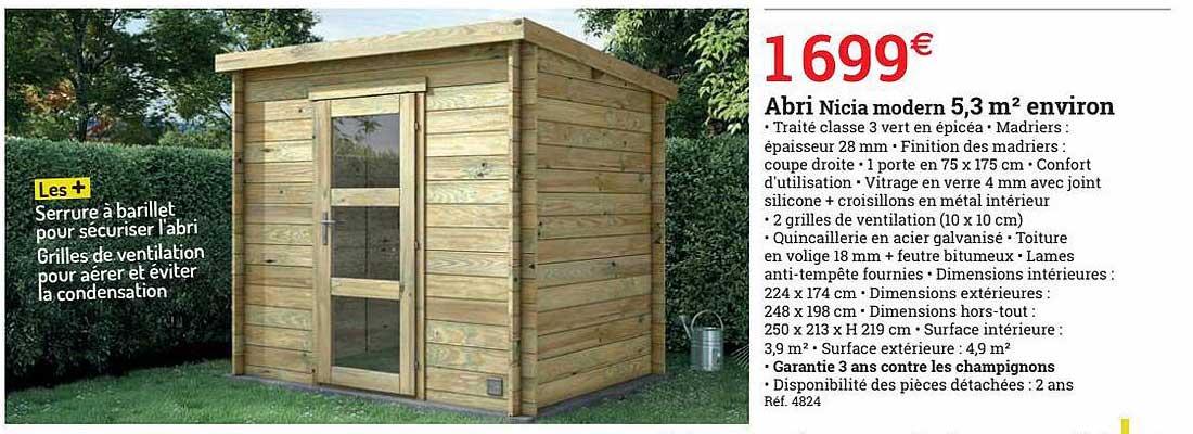 abri nicia modern 5,3 m² environ