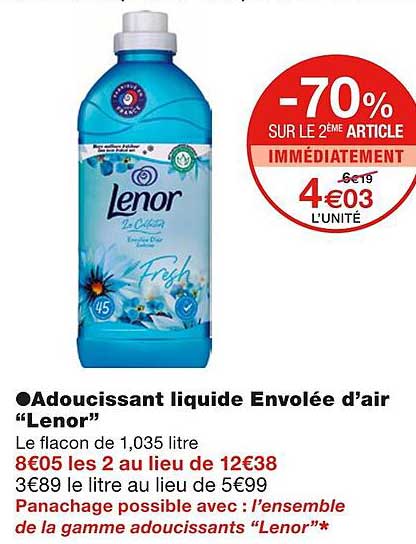 adoucissant liquide envolée d'air "lenor"