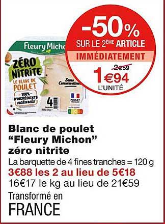 blanc de poulet "fleury michon" zéro nitrite