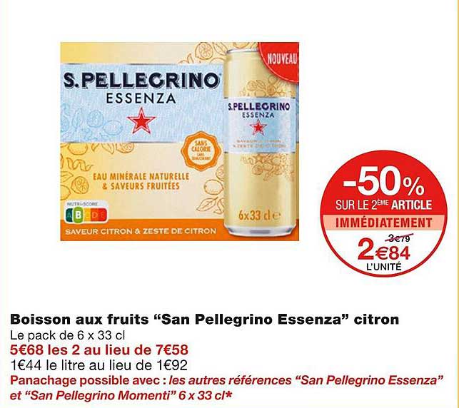 boisson aux fruits "san pellegrino essenza" citron