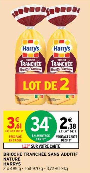 brioche tranchée sans additif nature harrys