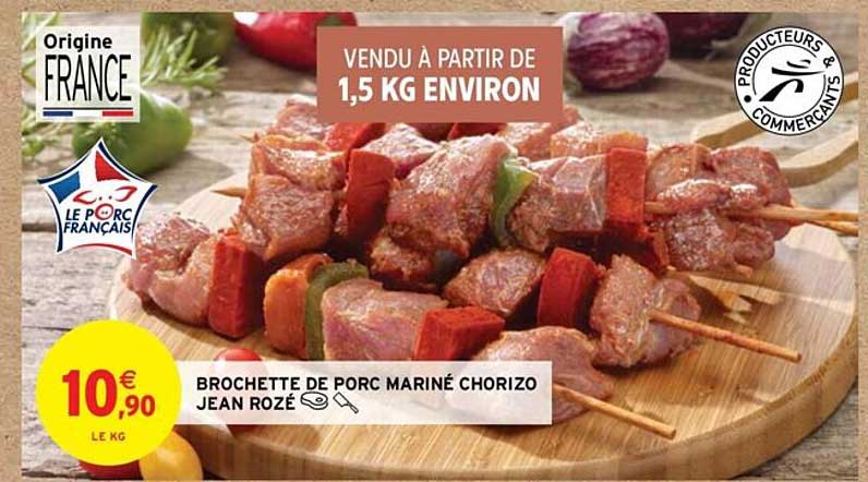 brochette de porc mariné chorizo jean rozé