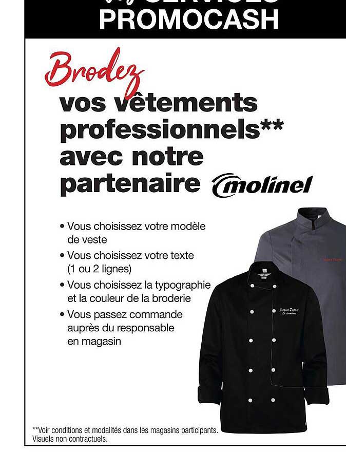 brodez vêtements professionnels avec notre partenaire molinel