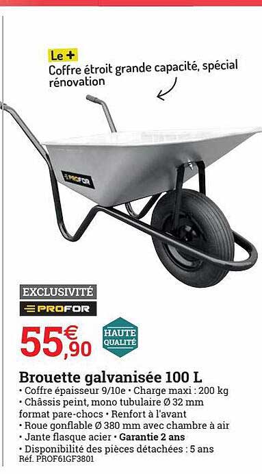 brouette galvanisée 100l profor
