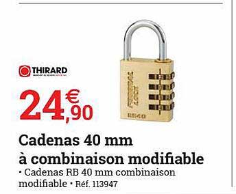 cadenas 40 mm à combinaison modifiable thirard