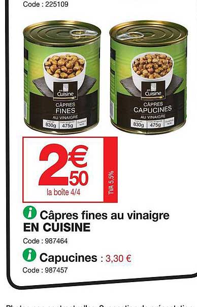 câpres fines au vinaigre en cuisine, capucines