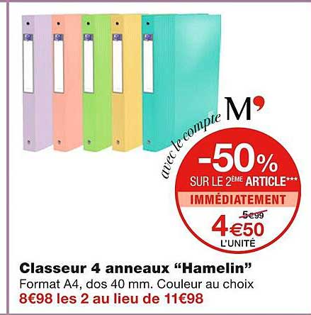 classeur 4 anneaux "hamelin"