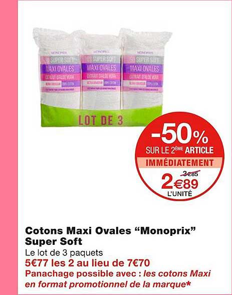 Cotons Maxi Ovales "monoprix" Super Soft