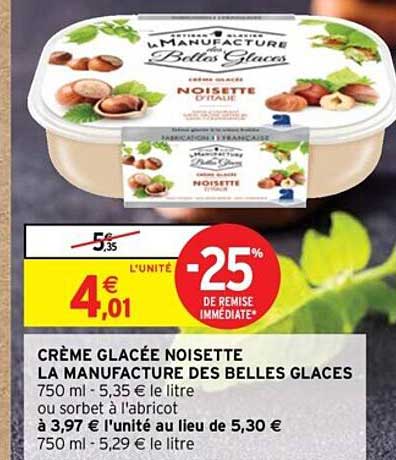 crème glacée noisette la manufacture des belles glaces