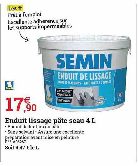 enduit lissage pâte seau 4l semin