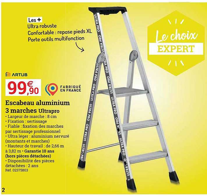 escabeau aluminium 3 marches ultrapro