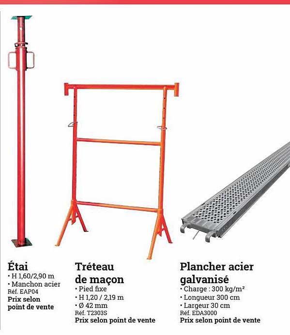 étai, Tréteau De Maçon, Plancher Acier Galvanisé