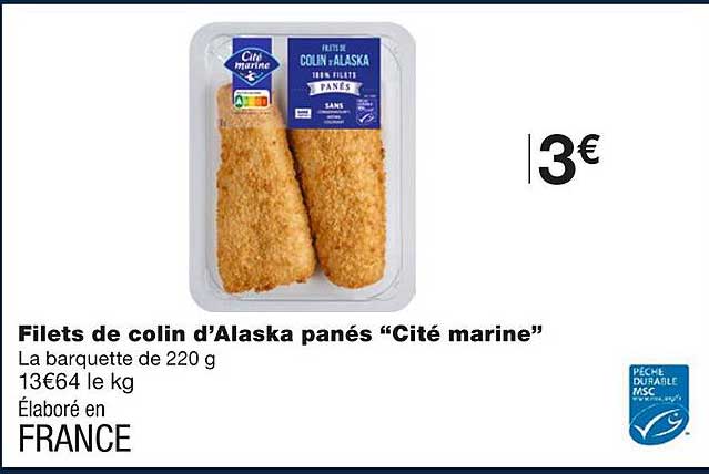 filets de colin d'alaska panés "cité marine"