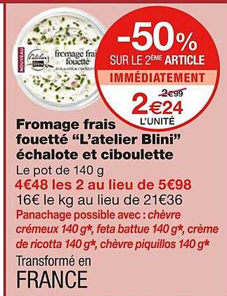 fromage frais fouetté "l'atelier blini" échalote et ciboulette