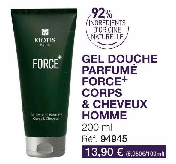 Gel Douche Parfumé Force+ Corps & Cheveux Homme  Kiotis