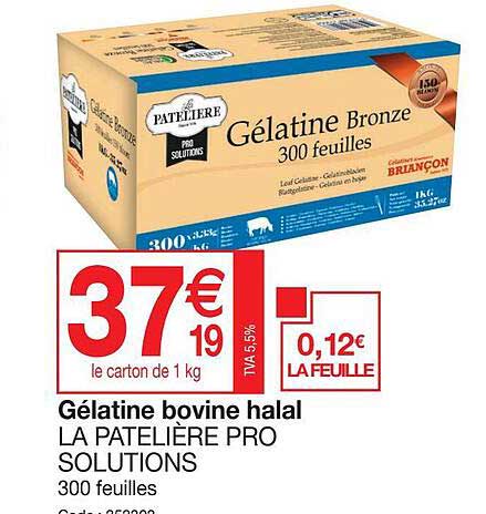 gélatine bovine halal la patelière pro solutions