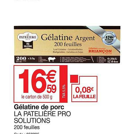 gélatine de porc la patelière pro solutions