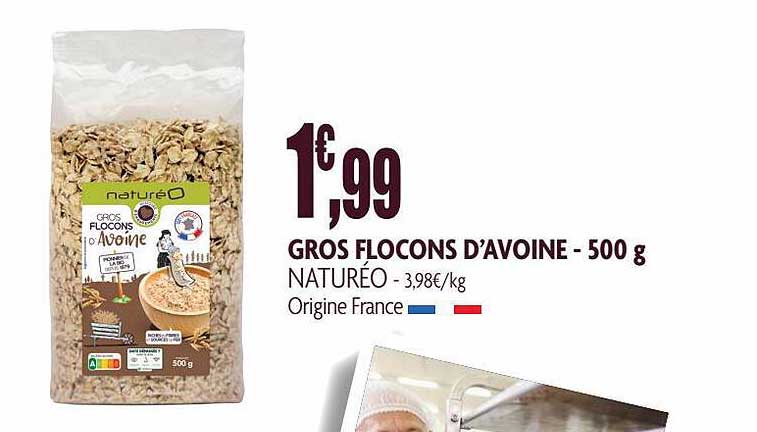 gros flocons d'avoine naturéo - 500 g
