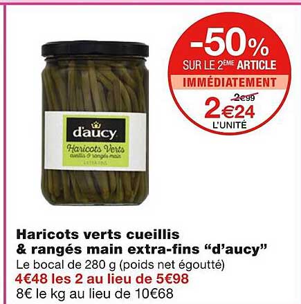 Haricots Verts Cueillis & Rangés Main Extra-fins "d'aucy"